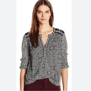 Lucky brand black and white long sleeve soft blouse